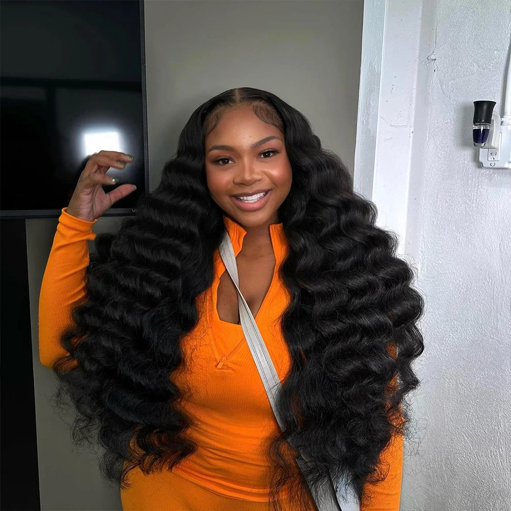 Loose Deep Wave Human Hair Bundles Curly Hair Brazilian Weaving 32 34 Inch 1/3/4 Natural Color Braiding Unprocessed Bundle